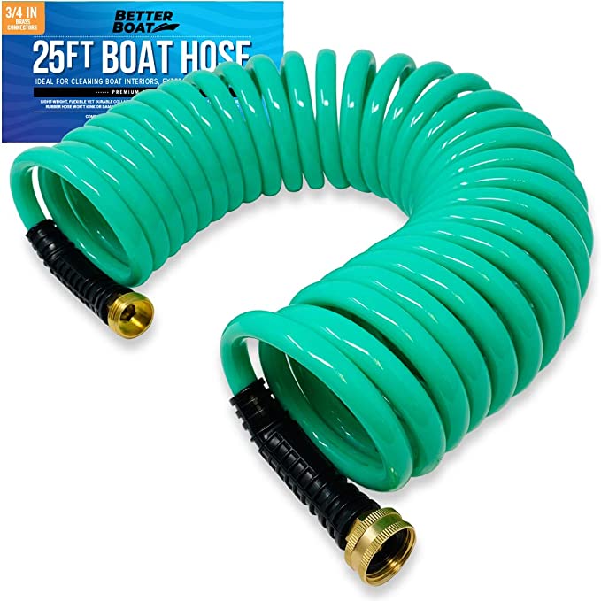 Coil Hose Water Hoses Expandable 25FT Perfect RV Water Hose or Boat Hose or Short Garden Hose Marine Grade 3/8 Inch