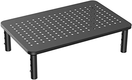 HUANUO Monitor Stand - 3 Height Adjustable Ergonomic Laptop Stand for Desk with Mesh Platform for Laptop, Computer, iMac, PC, Printer up to 20KG