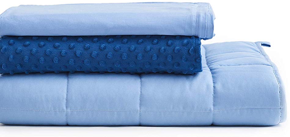 YnM Weighted Blanket 3 Pieces Set with 2 Duvet Covers | 48''x 78'' 13lbs, Twin Size for One Person(~120lbs) Use | Suit for Hot & Cold Sleepers Year Round Use