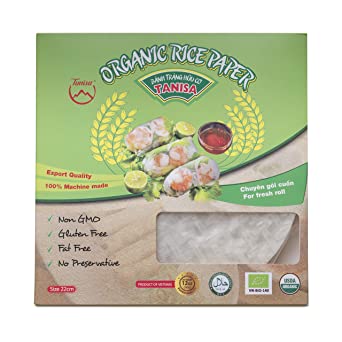 Tanisa Organic Spring Roll Rice Paper Wrapper for Fresh roll (22cm, Round, 12 oz)