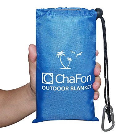 Chafon Outdoor Blanket Beach Mat Lightweight,Waterproof and Durable with 4 Free Pegs,1 Polyester Pouch and 1 Carabiner for Picnic, Camping, Traveling, Hiking
