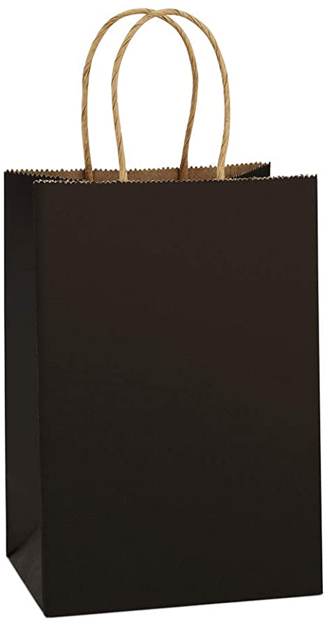BagDream 50Pcs Gift Bags 5.25x3.75x8 Inches Small Paper Bags Kraft Bags Party Shopping Retail Merchandise Bags Black Paper Gift Bags with Handles Bulk