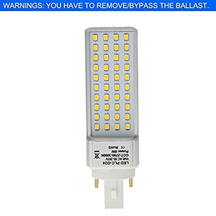 HERO-LED G24-40S-4P-DW Rotatable PL-C Lamp G24Q 4-Pin LED CFL/Compact Fluorescent Lamp, 8W, 18W Equal, Daylight White 5000K (Remove/bypass the Ballast)
