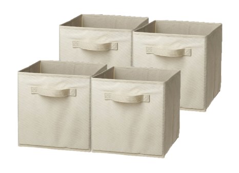 Sorbus 4-Pack Foldable Storage Cube Basket Bin, Beige