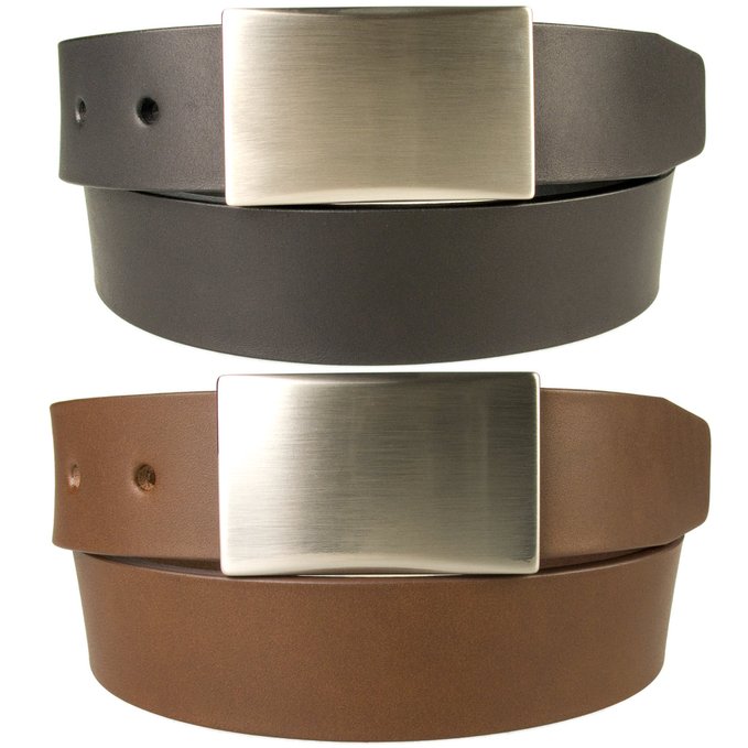 Mens High Quality Leather Belt - Plaque Buckle - 35mm Wide 1 38 - Made in UK