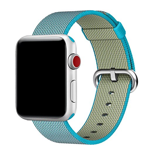 Hailan Band for Apple Watch Series 1 / 2 / 3,Fine Woven Nylon Wrist Strap Replacement with Classic Buckle for iwatch,42mm,Scuba Blue