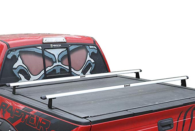Kiussi Pick-Up Truck Ladder Racks Work with Soft Roll Up or Retractable Tonneau Covers Not Affect Closing and Opening Two Cross Aluminum Bars Length Adjustable from 55” to 41"