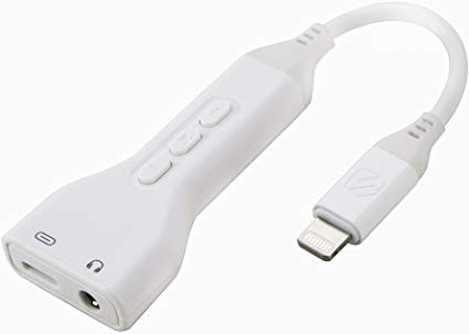 SCOSCHE I3AAPWT-SP StrikeLine MFi Certified Audio Adapter with 3.5mm Aux Stereo Output and Charge Port for ANY Apple Lightning Device in White