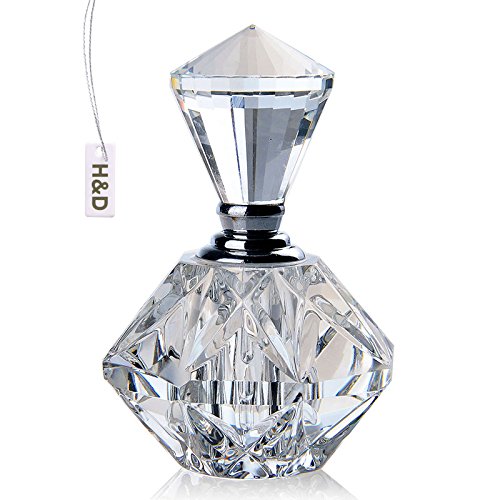 H&D Clear Carved Crystal Empty Mini Refillable Perfume Bottle