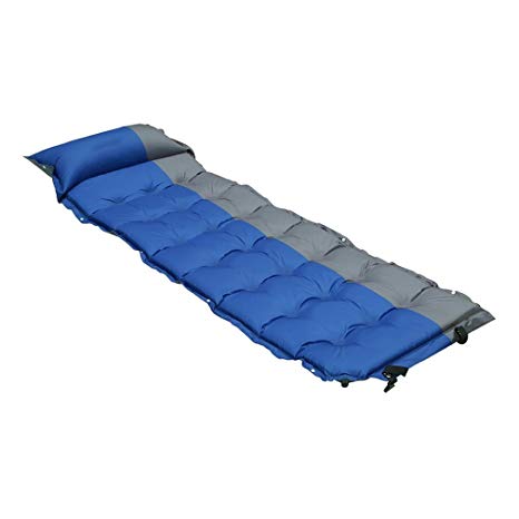 Chriskopher Self Leisure Inflatable Mat Camping Pad with Pillow Waterproof Double Dampproof Sleeping Tent Bag Design Lightweight Folding for Outdoor Travel Air Mattress Hiking Backpacking