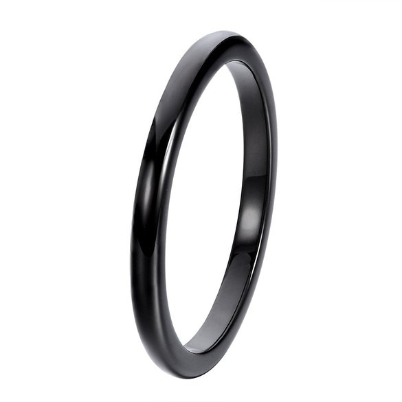L-Ring 2MM Tungsten Metal Men Women Unisex Simplified Charming Polished Band Ring, Size 4-10