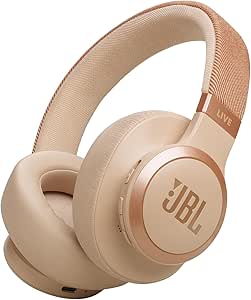 JBL Live 77ONC - Wireless Over-Ear Headphones with True Adaptive Noise Cancelling with Smart Ambient, Up to 65 Hours of Battery Life, Comfort-fit Fabric Headband & Carrying Pouch (Sandstone)