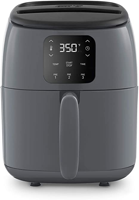 Dash Tasti-Crisp™ Digital Air Fryer with AirCrisp® Technology, Custom Presets, Temperature Control, and Auto Shut Off Feature, 2.6 Quart - Cool Grey