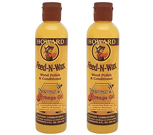 Howard FW0008 Feed-N-Wax Wood Polish and Conditioner, 8-Ounce (2-Pack)