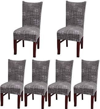 Deisy Dee Stretch Chair Cover Removable Washable for Hotel Dining Room Ceremony Chair Slipcovers Pack of 6