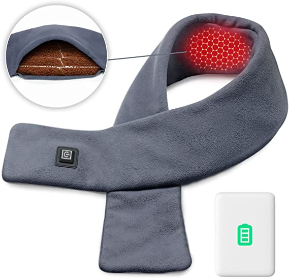 UTK Neck Heat Pad, Cordless Heating Pad for Neck Pain Relief - Far Infrared Tourmaline Filling Weighted Heating Wrap with 5000 mAh Power Bank