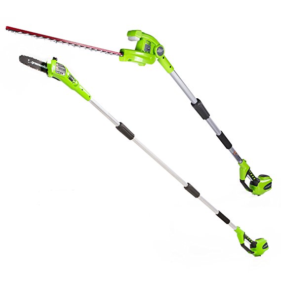 Greenworks 8.5' 40V Cordless Pole Saw with Hedge Trimmer Attachment, Battery Not Included PSPH40B00