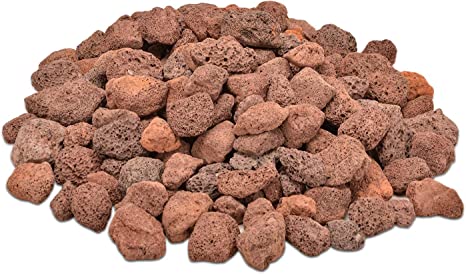 Skyflame 10LB Lava Rocks for Fire Pits, Fire Tables, Fireplaces, Garden Landscaping Decoration, Indoor and Outdoor Use, 1"-2" Natural Sizes, Red