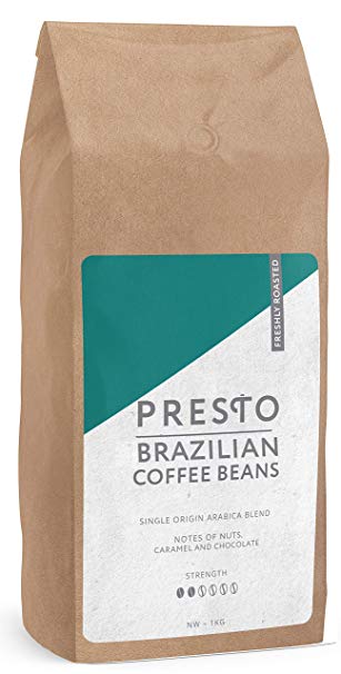 Coffee Beans - Espresso Coffee - Medium Roast Whole Bean Coffee - Coffee Machine - Aeropress - Filter and Ground Coffee (Coffee Beans 1KG) (Brazilian, 1Kg Beans)