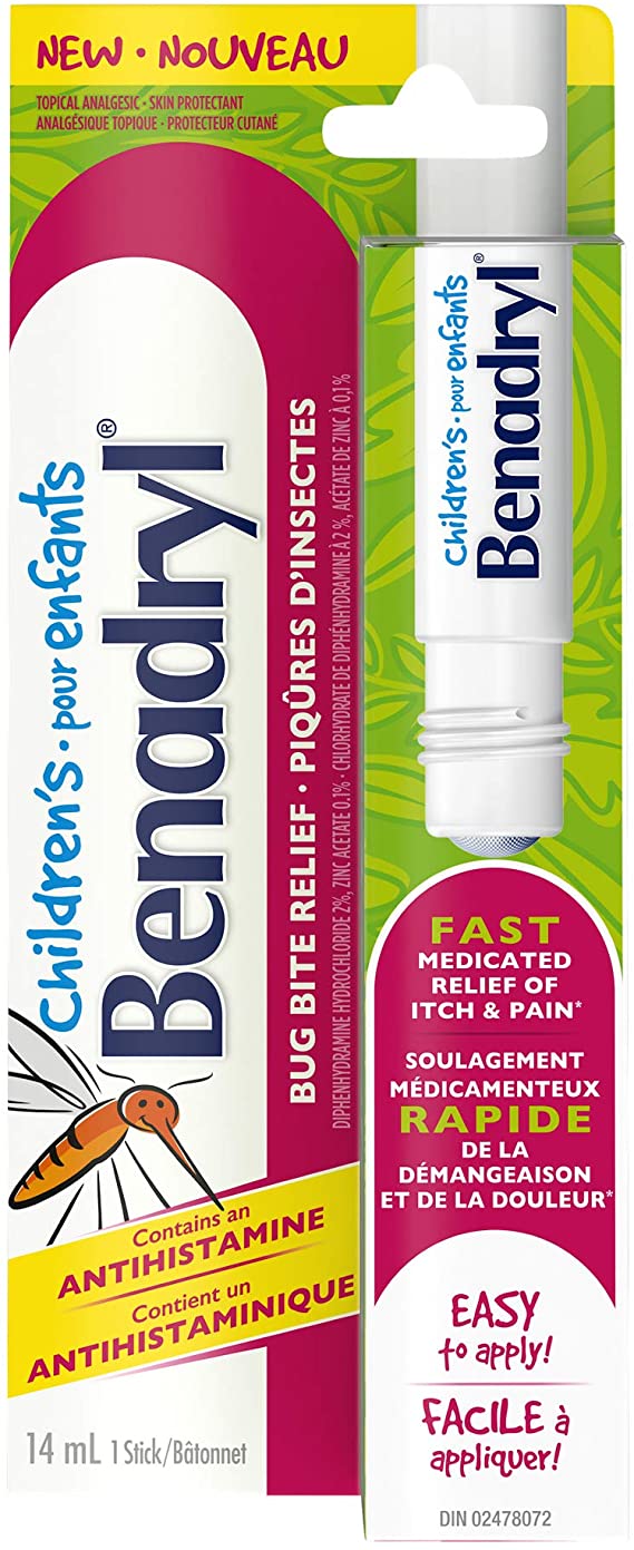 Children's Benadryl Itch and Pain Relief Stick for Bug Bites & Skin Irritations, Antihistamine 14 mL