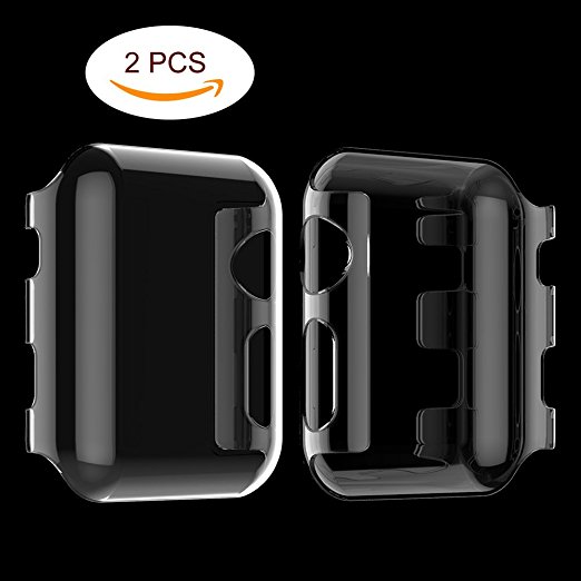 Apple Watch Series 2 Case PC Hard Screen Protector All-round Protective Cover for iWatch 38mm/42mm, 2 Pieces (38mm)