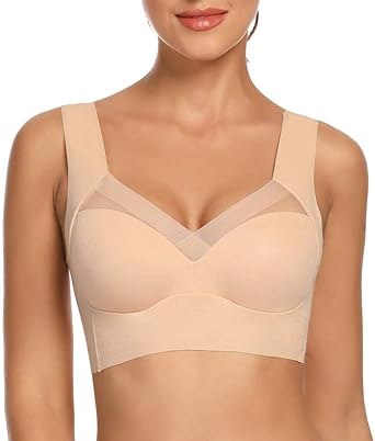 WOWENY Womens Seamless Wirefree Bras Comfortable Wireless Bras No Underwire Padded Push Up Soft Back Smoothing Bra