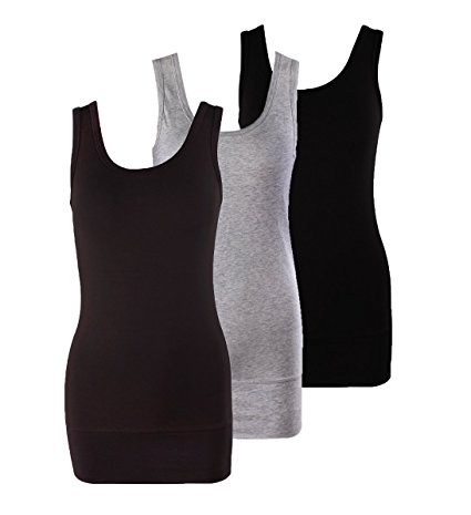 Moxeay Women Scoop Neck Cotton Extra Long Tank Top Vest