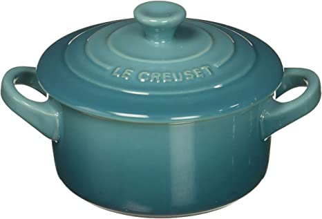 Le Creuset PG1164CB-0817 Stoneware Mini Cocottes And Cookbook (Set of 4), 8 oz, Caribbean