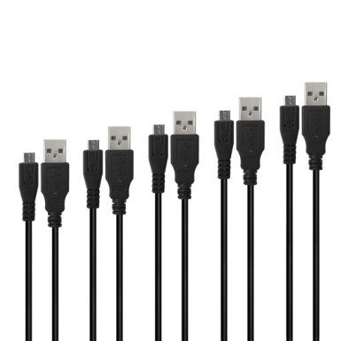 iXCC 3ft 5pc USB20 - MicroUSB to USB Cable A Male to Micro B Charge and Sync Cord For AndroidSamsungWindowsMP3Camera and other Device