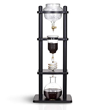 Yama Glass YAMCDM8SBK Coffee Tower with Iced Slow Drip Technology, 6-8 Cup Cold Brew Maker Black