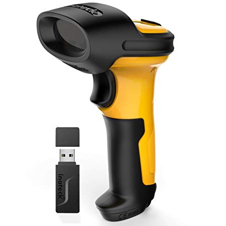 Inateck 2.4GHz 1D Wireless Barcode Scanner, 2600mAh Battery, 60M Range, Automatic Scanning, P6