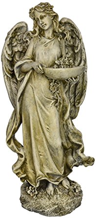 Roman Josephs Studio Inspirational Angel Bird Feeder Outdoor Garden Statue, 15.5-Inch