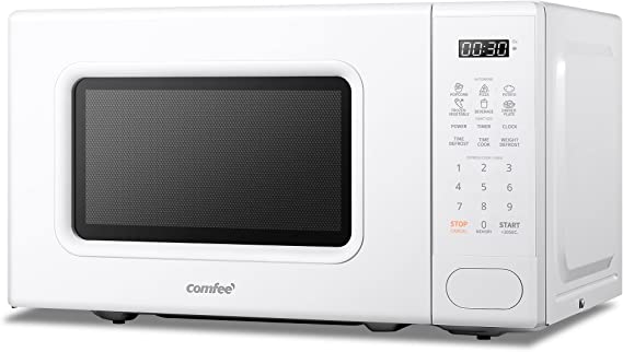 Comfee CMO-C20M1WH Countertop Microwave Oven, 0.7 Cu Ft, Modern White