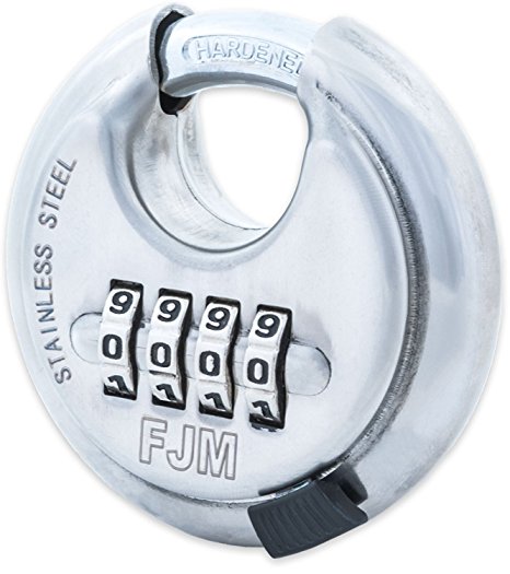 FJM Security SX-790 4-Dial Combination Disc Padlock, Chrome - 4 Pack