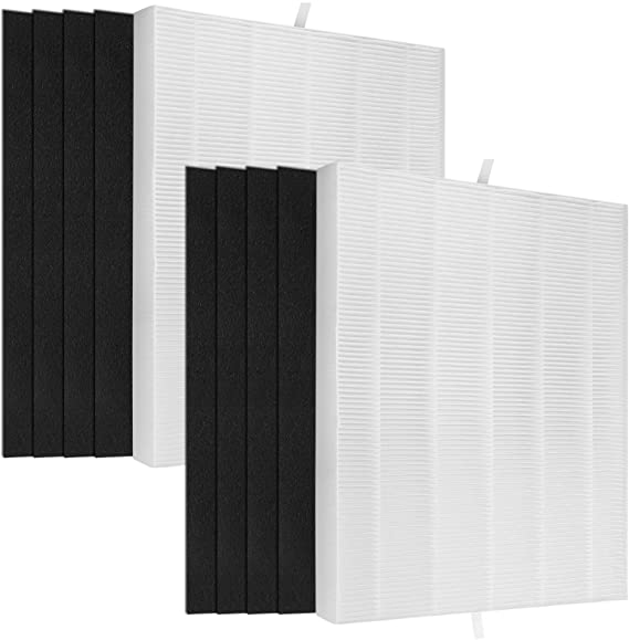 DerBlue 2 Pack Winix C545 True HEPA Filter & 8 Pcs Carbon Pre-Filters Replacement Filter S for Winix C545 Air Purifier, True HEPA Filter and Activated Carbon Filter, Part Number 1712-0096-00