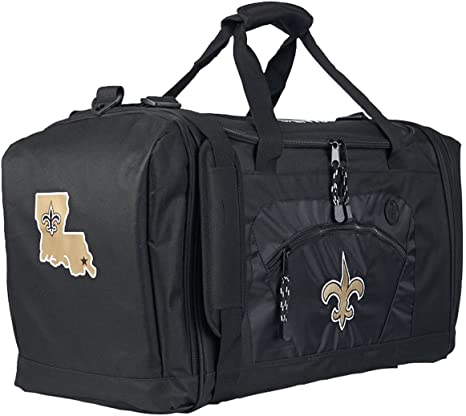 Officially Licensed NFL "Roadblock" Duffel Bag , Black, 20" x 11.5" x 13"