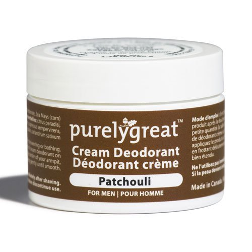 Purelygreat Natural Deodorant for Men Patchouli - EWG Verified - Vegan, Cruelty Free - No Aluminum, No Parabens, BPA Free - Essential Oils