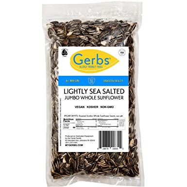 Jumbo Lightly Sea Salted Sunflower Seeds In Shell by Gerbs - 2 LBS - Top 14 Food Allergen Free & NON GMO - Vegan & Keto Safe