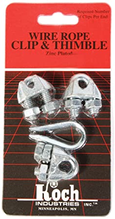 Koch Industries 143211 Wire Rope Clip and Thimble Pack with 3-Clips, 1/4-Inch, Zinc