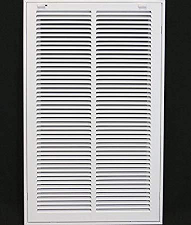 14" X 24 Steel Return Air Filter Grille for 1" Filter - Removable Face/Door - HVAC DUCT COVER - Flat Stamped Face - White [Outer Dimensions: 16.5"w X 26.5"h]