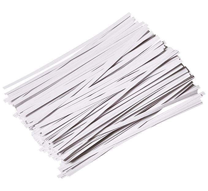 CandyHome 1000 Pcs 6" Paper White Twist Ties Bread Ties for Party Cello Candy Bags Cake Pops