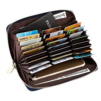 Men's RFID Blocking Leather Card Holder Case Long Large Zipper Organizer Wallet