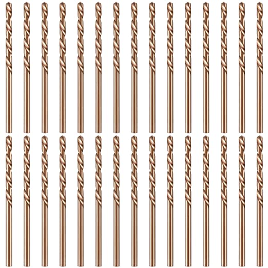 Cobalt Drill Bit Set M35 High Speed Steel Twist Drill Bit Set for Hardened Metal Stainless Steel Cast Iron Woodwork Plastic (30 Pieces,1/8 Inch)