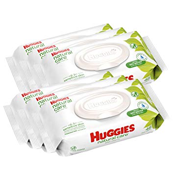 HUGGIES Natural Care Unscented Baby Wipes, Sensitive, 6 Disposable Flip-top Packs (288 Total Wipes)