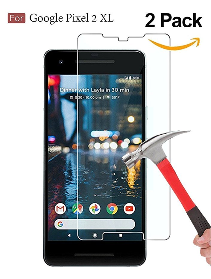 VIS'V Pixel 2 XL Glass Screen Protector, [ 2-Pack ] 9H Hardness 2.5D Pixel 2 XL Tempered Glass Bubble-Free Glass Screen Protectors for Google Pixel 2 XL