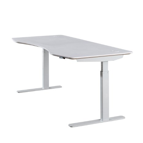 ApexDesk 71quot W Electric Height Adjustable Standing Desk White Top  White Frame
