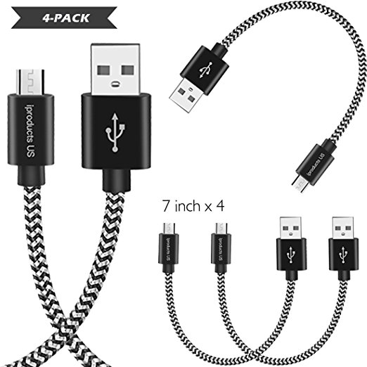 Nylon Braided Micro USB Cable (black in 4pkg)