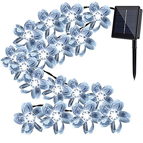 Solar Outdoor String Lights,GDEALER 22ft 50 LED Waterproof Solar Powered String Flower Fairy Lights Christmas Lights for Home, Gardens, Lawn, Patio, Halloween, Christmas Trees, Weddings, Parties