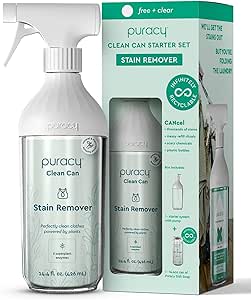 Puracy Clean Can Laundry Stain Remover - Fabric Stain Remover for Clothes Laundry - Stain Treater - Active Enzyme Laundry Stain Remover Spray - Spot Remover for Clothes (Starter Set, Free & Clear)