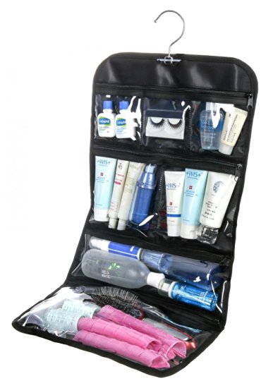 Hanging Cosmetic Makeup Organizer Grooming Bag Travel Accessories With Wider Pocket Black